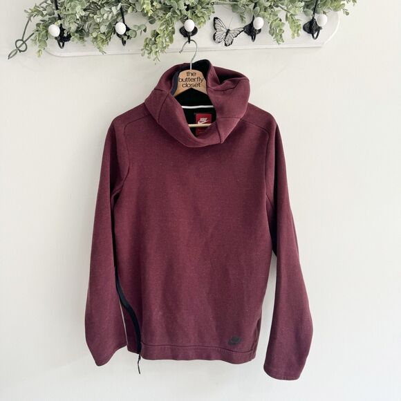 Nike Sportswear Tech Fleece Funnel Neck Men's Hoodie Burgundy 805214 - Picture 1 of 4